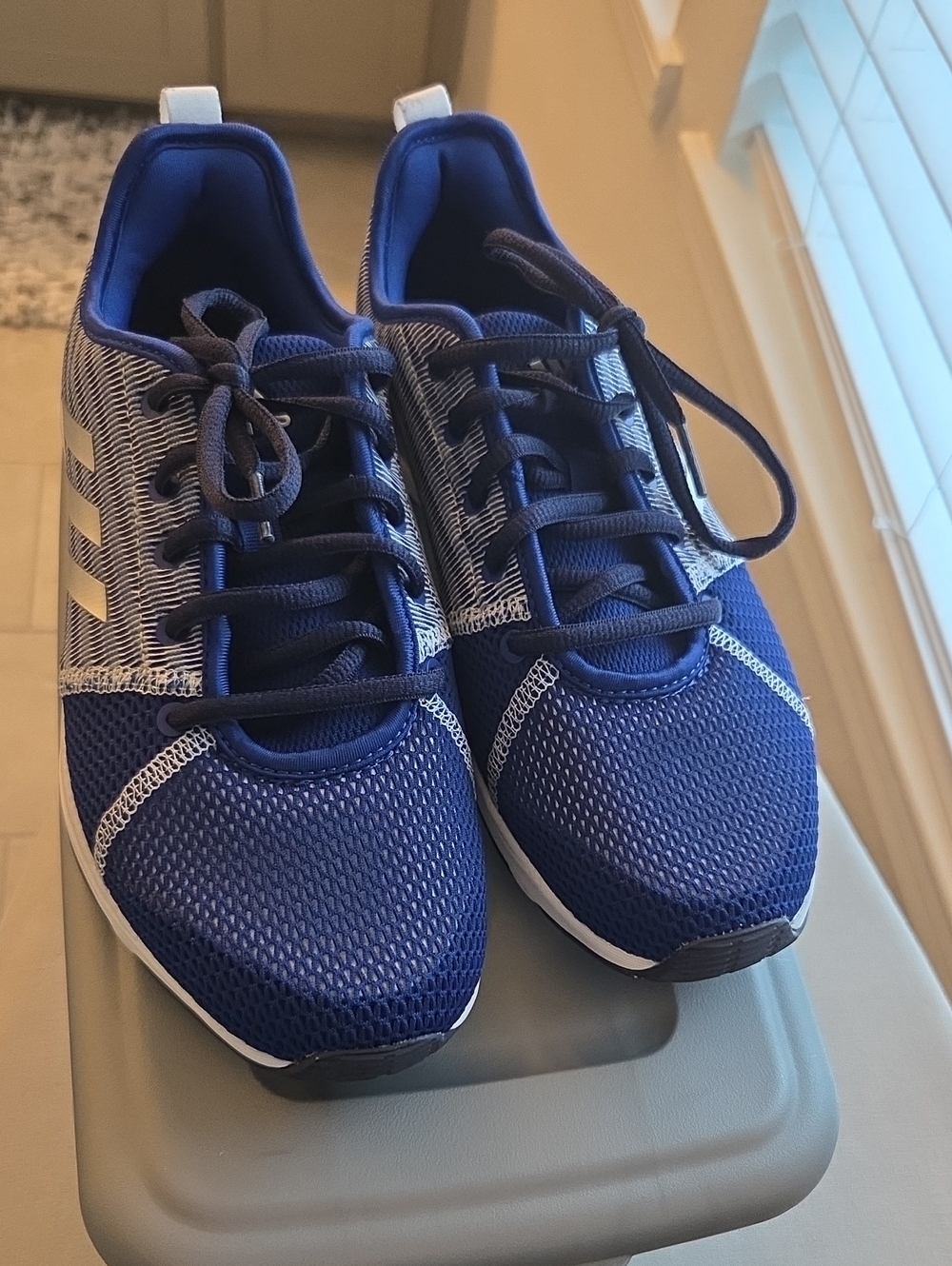 adidas Women's Athletic Running Shoes - Navy Blue and White